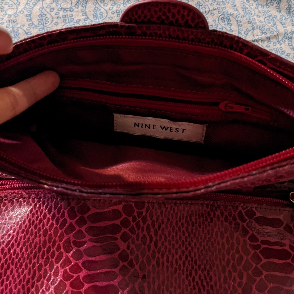 Fuchsia Python Snake Skin Envelope Clutch Bag - image 5